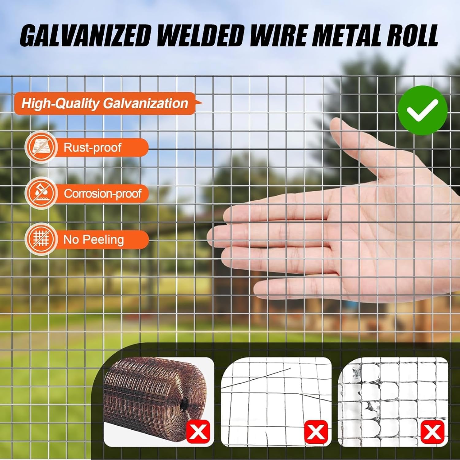 Chicken Coop Wire, Galvanized Hardware Cloth, Rodent Mesh, Farm Fence for Garden Rabbit Fencing, Snake Fence, Rodent Mesh(1in,7mx1m/23ftx3.3ft(LxH))