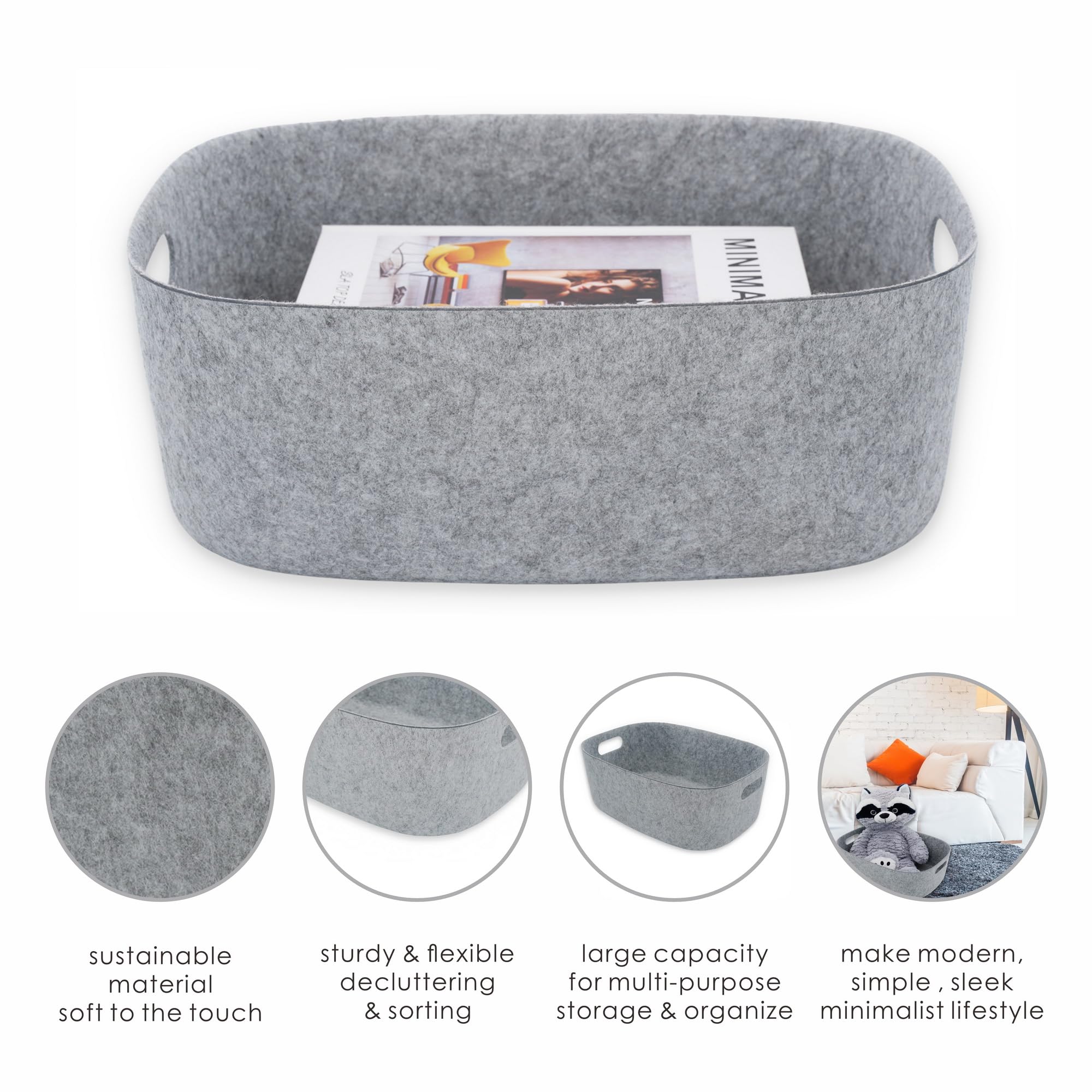 Welaxy Large Rolling Storage Basket With Wheels - Tall Felt Open Bin For Toys, Books, Clothes, Pantry, Office (Charcoal)