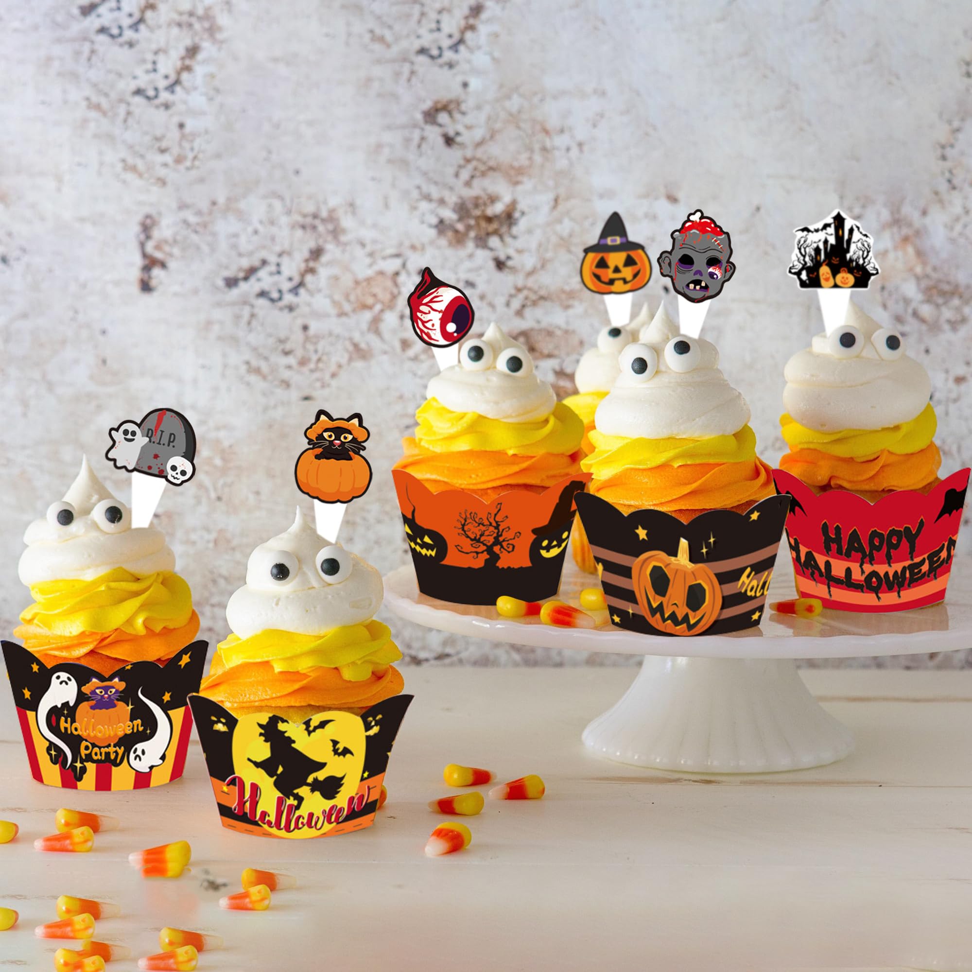 ハロウィン♡トースト&カップ Amazon.co.jp: ハロウィンカップケーキトッパー ラッパーセット