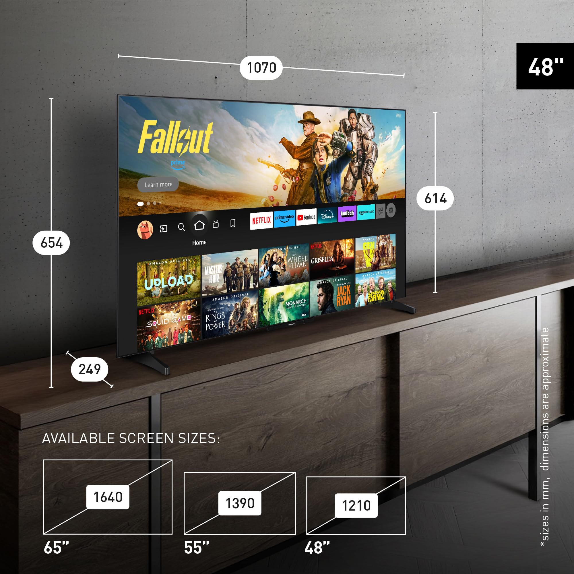 Panasonic Premium TV-48Z80BEZ, Serie Z80B, 48 Pulgadas, Smart TV OLED 4K Ultra HD, 2025, Fire TV, Dolby Vision y Atmos, Modo Juego Extremo, Compatible con Alexa y Apple, Bluetooth, Negro