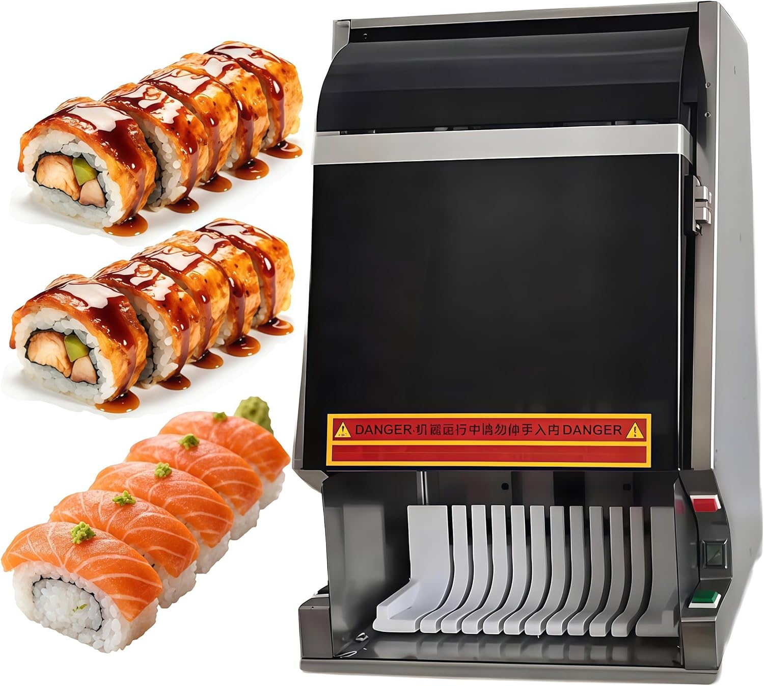 Automatic Sushi Roll Cutter Machine, DIY Sushi Making Machine, 8/10/12 Pcs Multi-Function Sushi Maker with Sharp Blade, Effortless & Uniform Cuts, for Buffet Restaurant/Banquet 12pieces