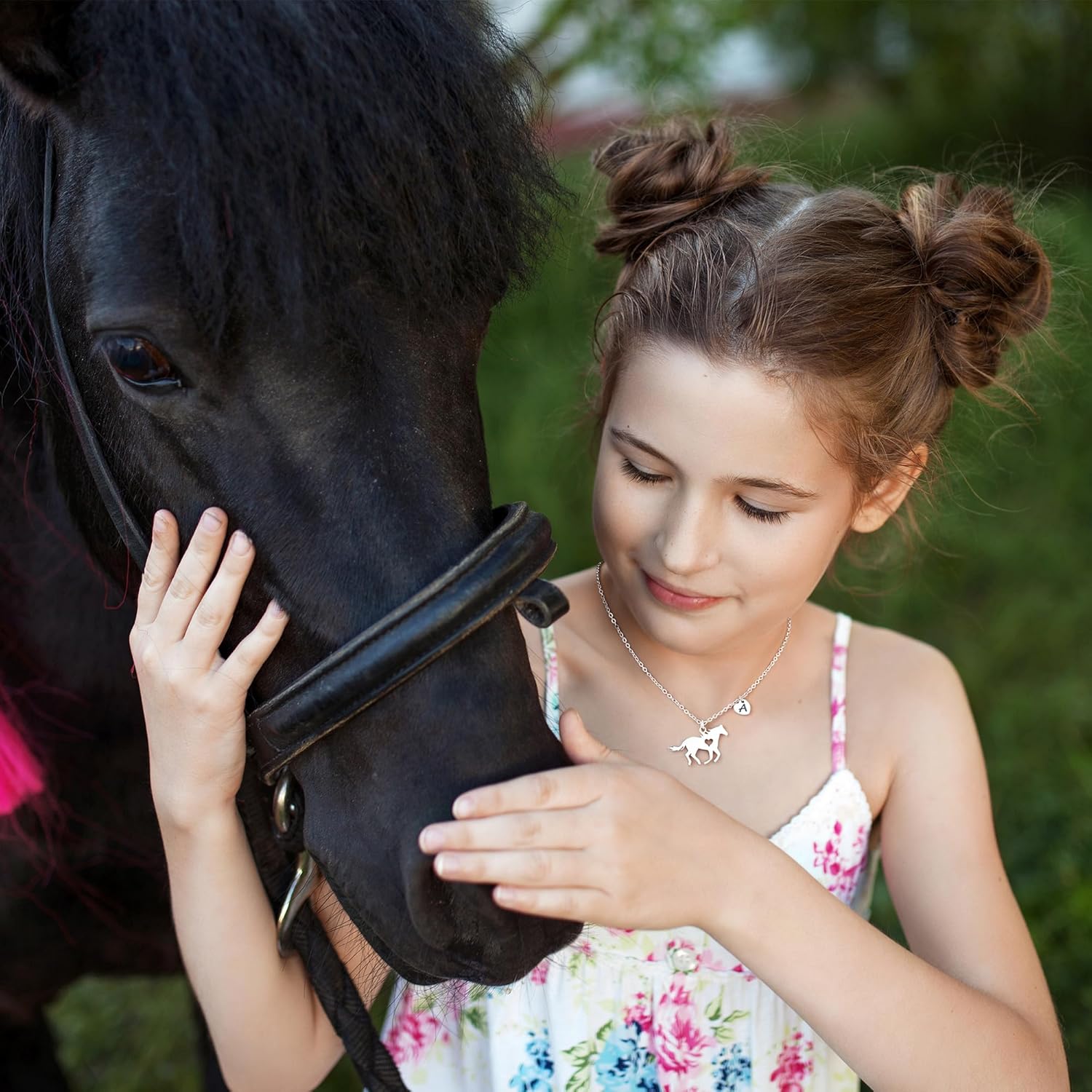 MONOOC Valentines Gifts for Kids Her Girls - Horse Necklace Gifts for Girls Horse Jewelry Necklaces Heart Initial Necklace Valentines Gift for Kids Her Teen Girl Women - Image 3
