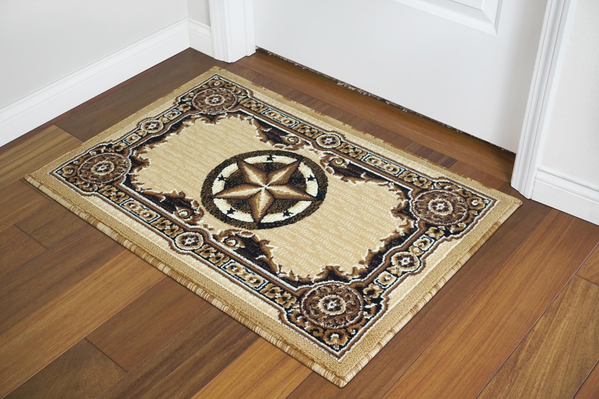 AllStar Rugs Brown 2x3 Western Cowboy Texas Star Floor Mat (2' 0
