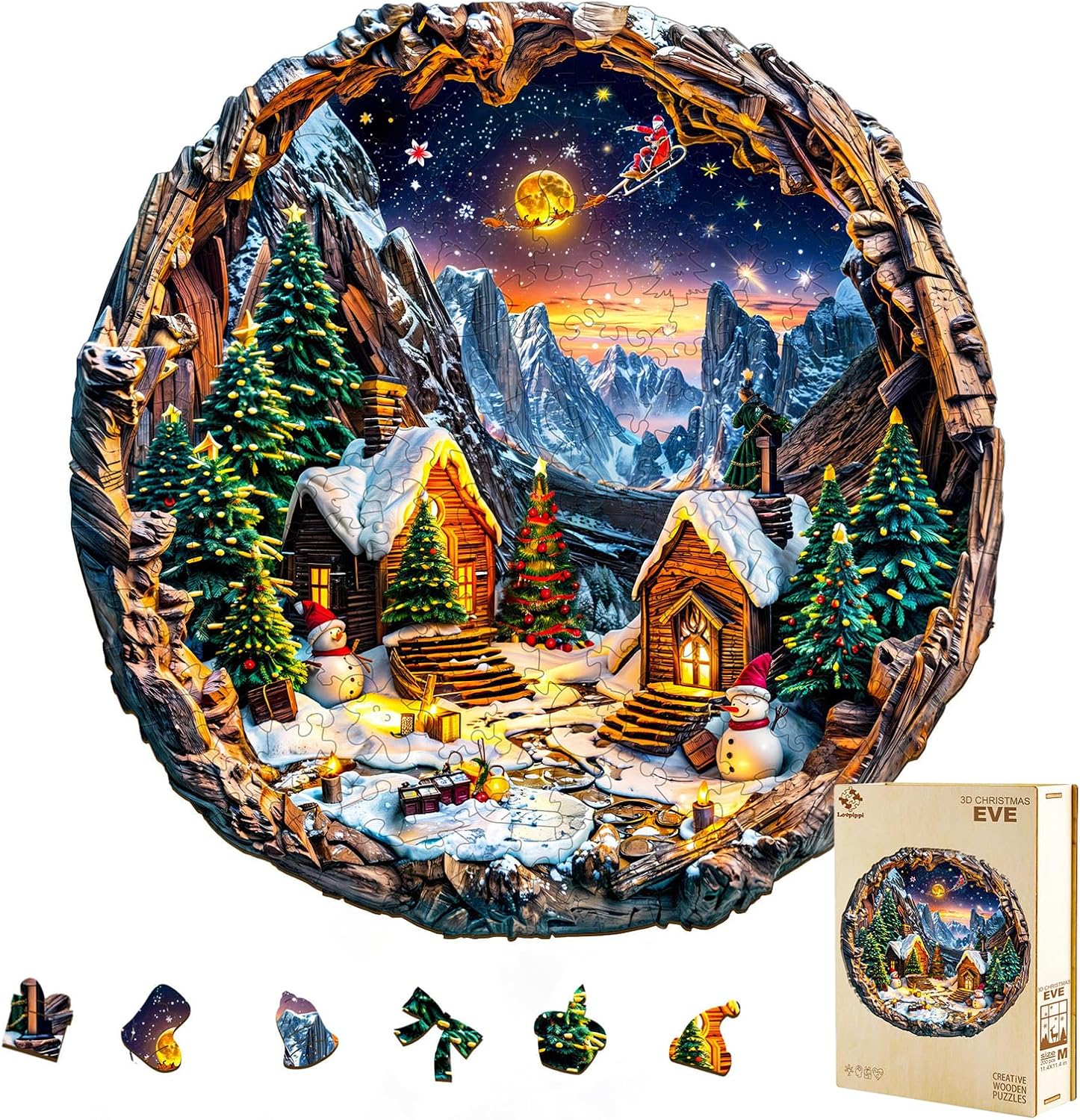 Wooden Puzzles for Adults, 3D Christmas Eve Wood Puzzles Adult 270pcs