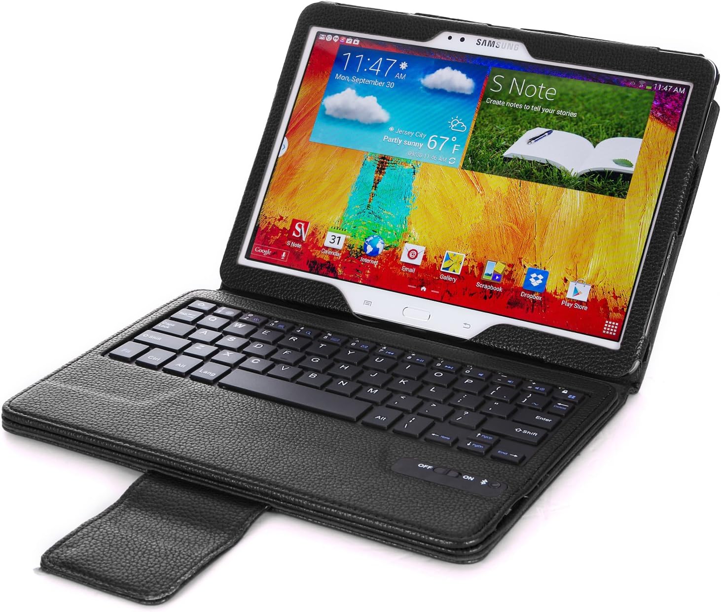 Samsung Galaxy Note 10.1 2014 Keyboard Case - Poetic Samsung Galaxy Note 10.1 2014 Case [KeyBOOK Series] - [Bluetooth Keyboard] PU Leather Protective Wireless Keyboard Folio Case for Samsung Galaxy Note 10.1 2014 Edition Tablet Black (3 Year Manufacturer Warranty From Poetic)