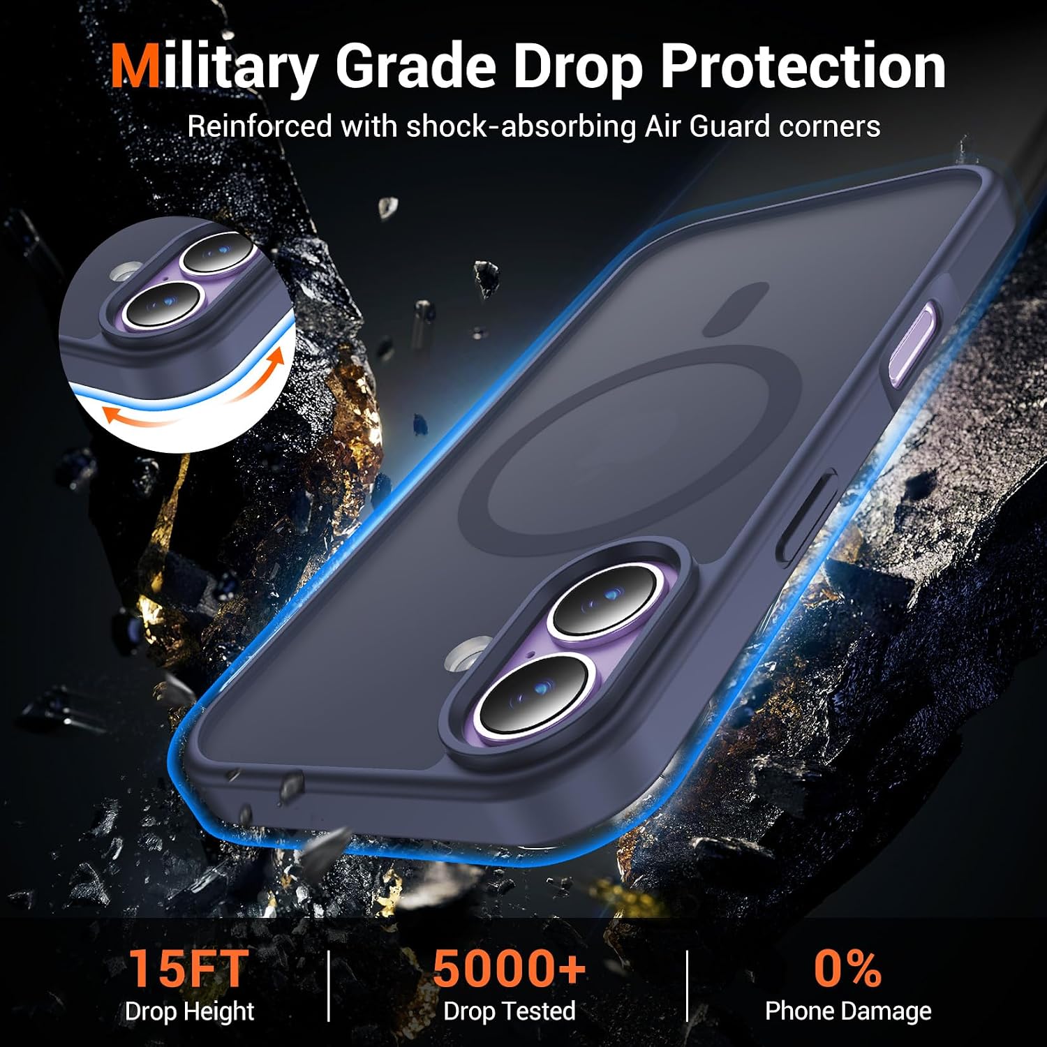 Temdan for iPhone 17 Case with Screen Protector Dark Purple