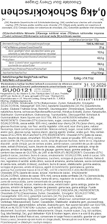 EinsSein 0,4kg Chocolate Sour Cherry Dragee | candied sour cherries with dark chocolate | Altervative for freeze-dried sour cherries with dark chocolate and mega delicious | chocolate cherries fruits