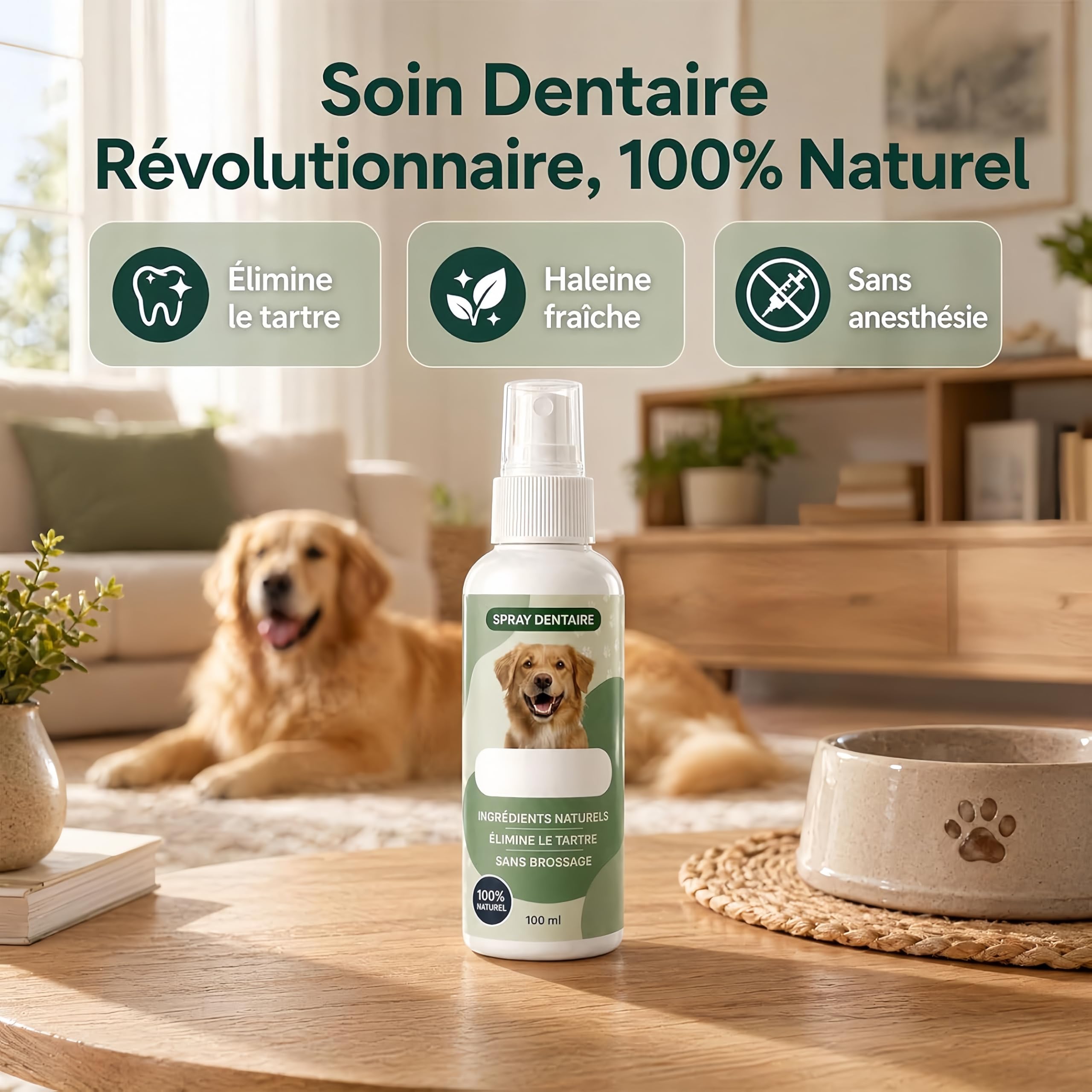 Everly Spray Dentaire Chien Antitartre Haleine Fraîche sans Brossage