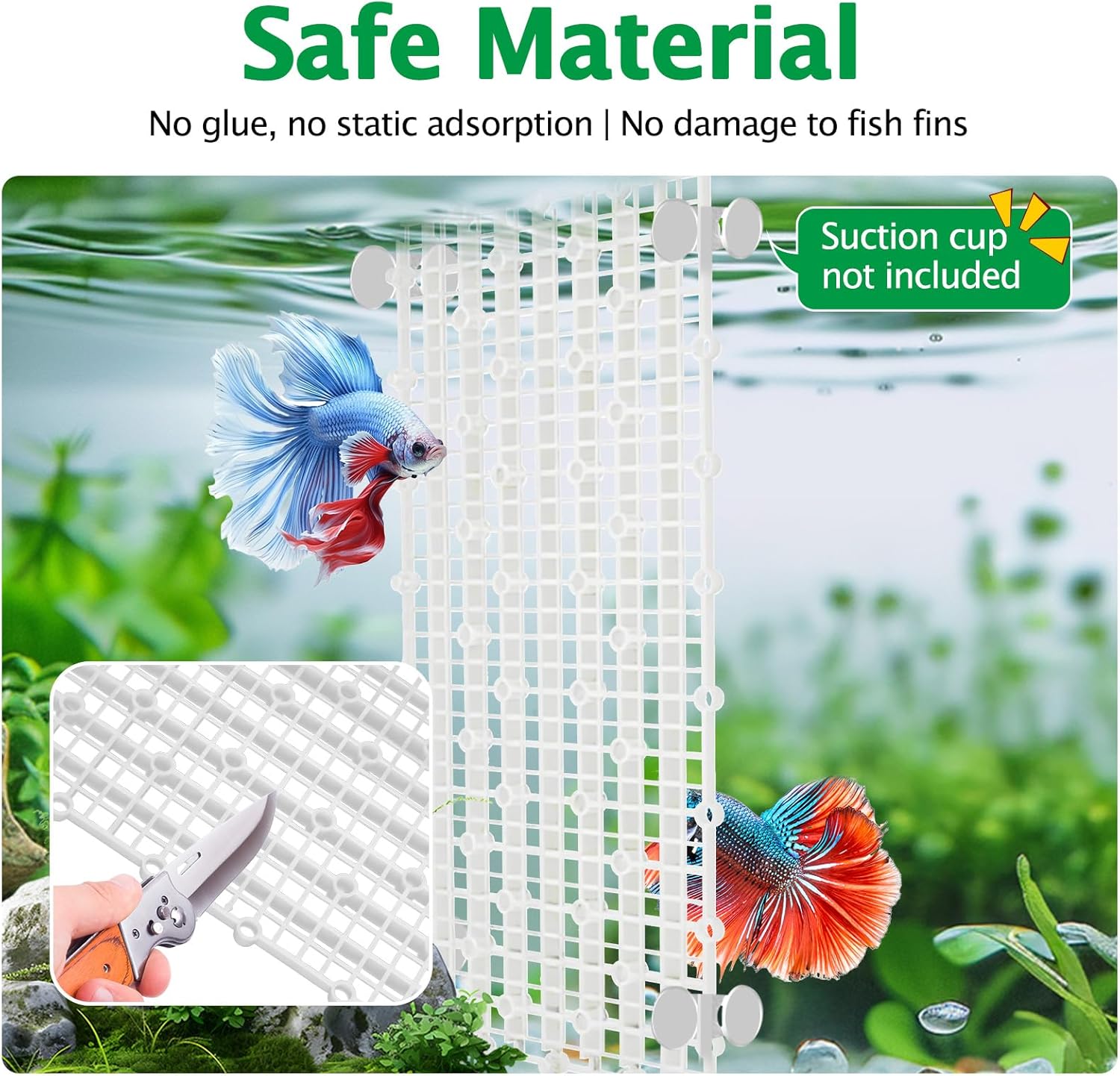 8pcs Aquarium Fish Tank Divider Filter Bottom with Bracket, Plastic Egg Crate Grid (11.6X5.7inch) for Fish Tank Separation, Bottom Filtration & DIY Aquascaping (White, 48 Brackets)