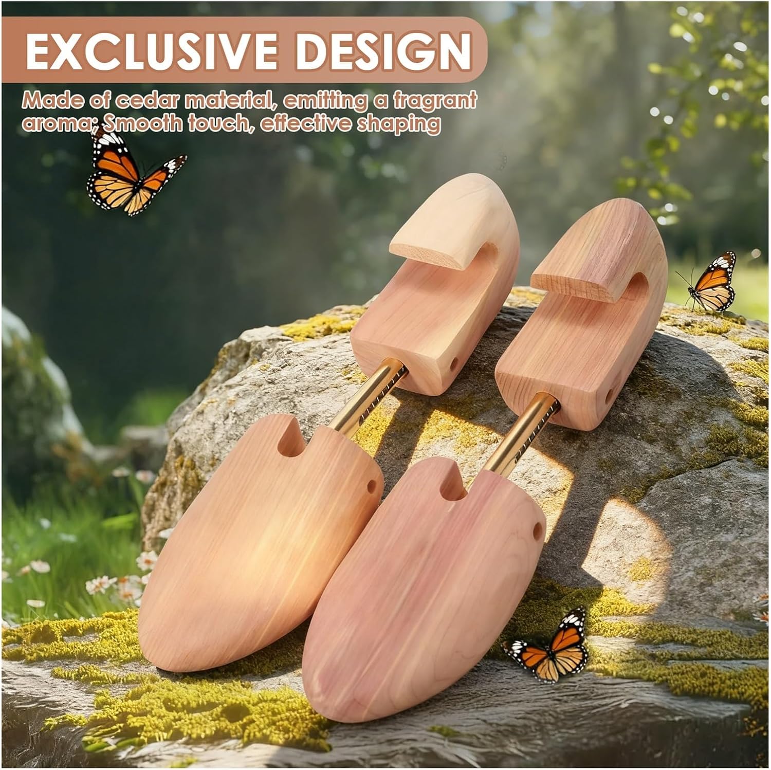 Fit for 2Pcs Adjustable Cedar Shoe Tree - Multifunctional Wood Shoe Stretcher for Sneakers and Boots - Universal Fit for Men and Women(Wood color L)