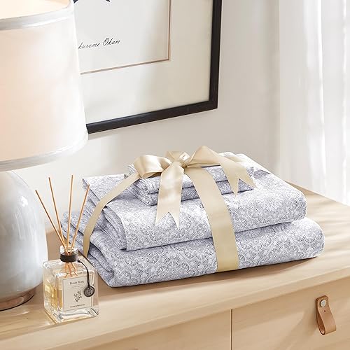 Miniatura 10 de Comfort Spaces Juego de sábanas 100% algodón transpirable, ligero, suave, con bolsillo elástico de 12 pulgadas que se adapta a colchones de hasta 14