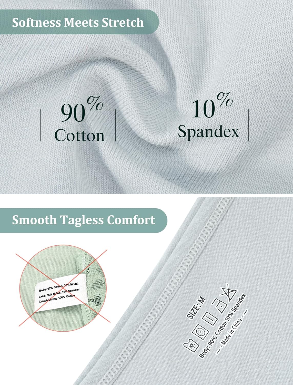 voenxe Women Cotton Thongs Underwear,Breathable Soft Panties,Ladies Workout Undies Comfortable,Athletic Tangas Stretch 5 Pack - Image 3