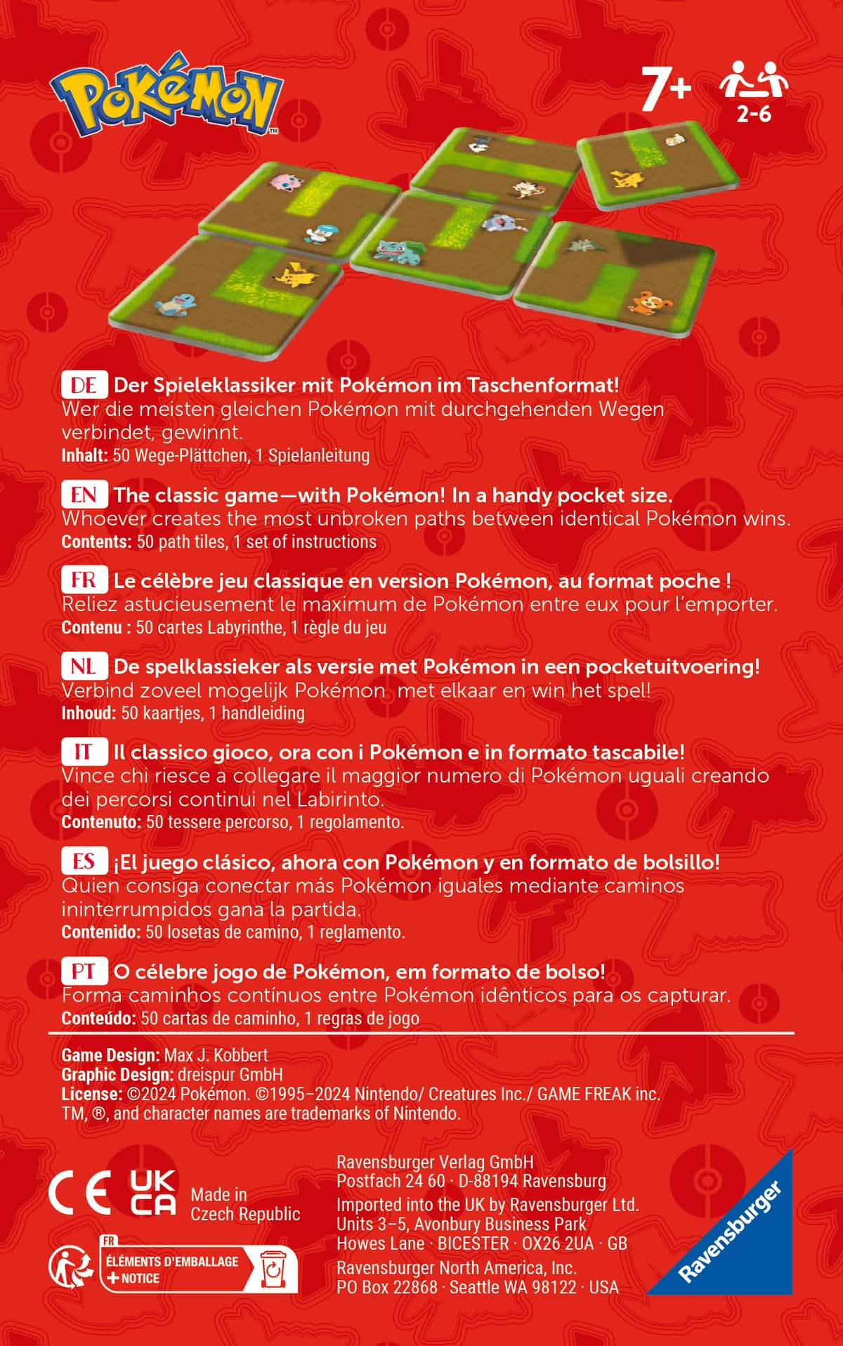 Ravensburger - Laberinto Pokemon Connect, Juegos de Mesa Niños 7 Años o más, 2-6 Jugadores, Juego de Viaje, Regalo Niño 7 años, Juegos de Mesa Familia, Versión en Español