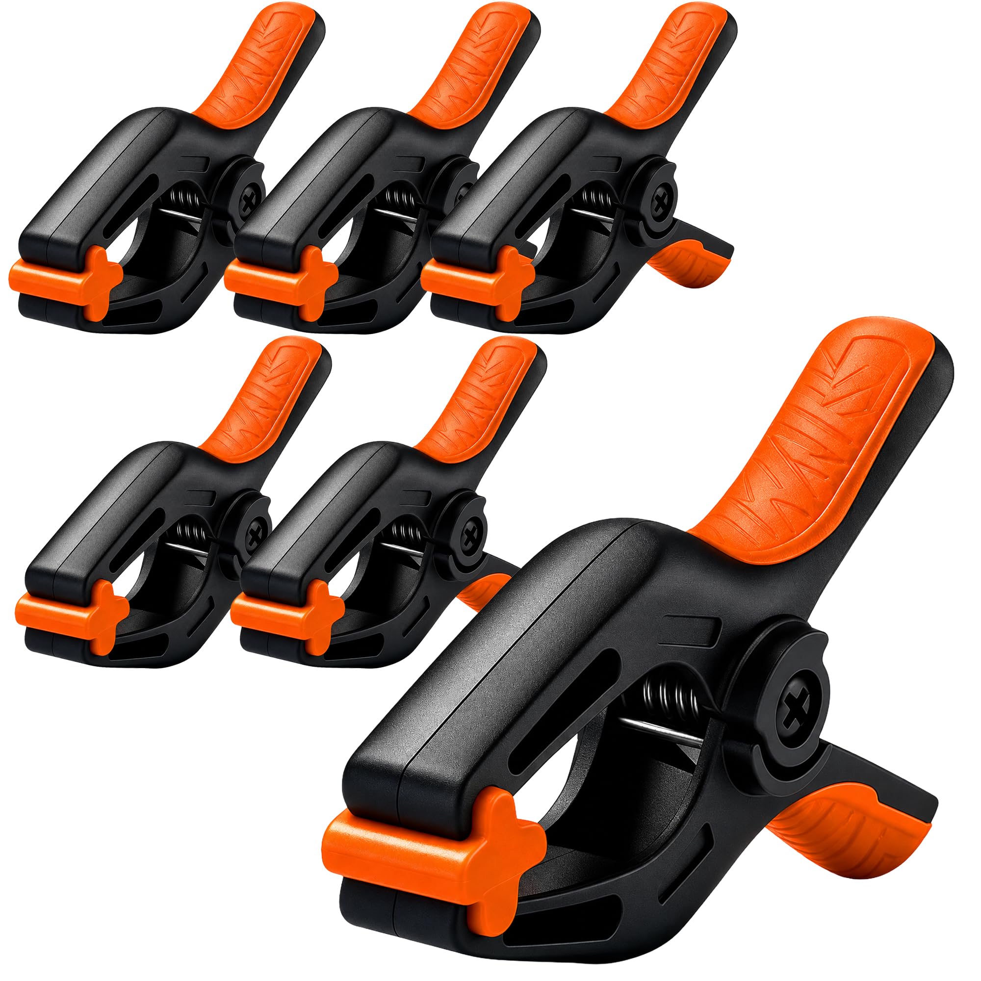 HORUSDY 6-Pack Spring Clamps Heavy Duty, 7-inch Large Plastic Clamps for Crafts with 3.7 Inch Jaw Opening for DIY, Gluing, Clamping and Securing