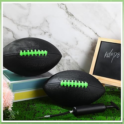 Miniatura 4 de Syhood Paquete de 12 balones de fútbol de cuero compuesto, tamaño oficial, fútbol inflable de cuero a granel con regulación de bomba, fútbol