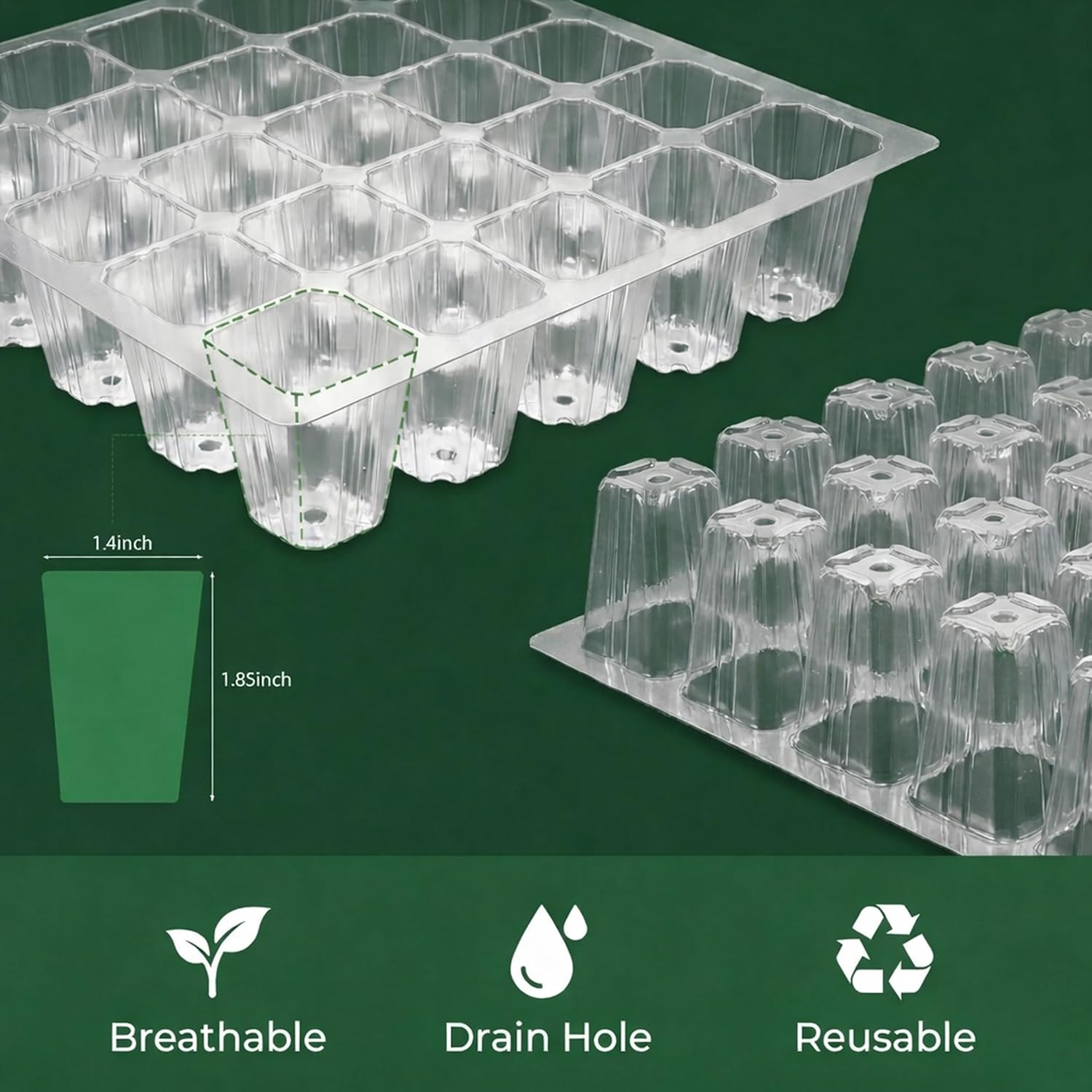 Gardzen 6 Pack 30 Gallon Grow Bags & 5 Pack 40 Cell Seed Starter Tray Kit, Thickened Aeration Fabric Pots with Handles, BPA Free Reusable Seedling Trays with Humidity Vented Domes for Indoor Outdoor