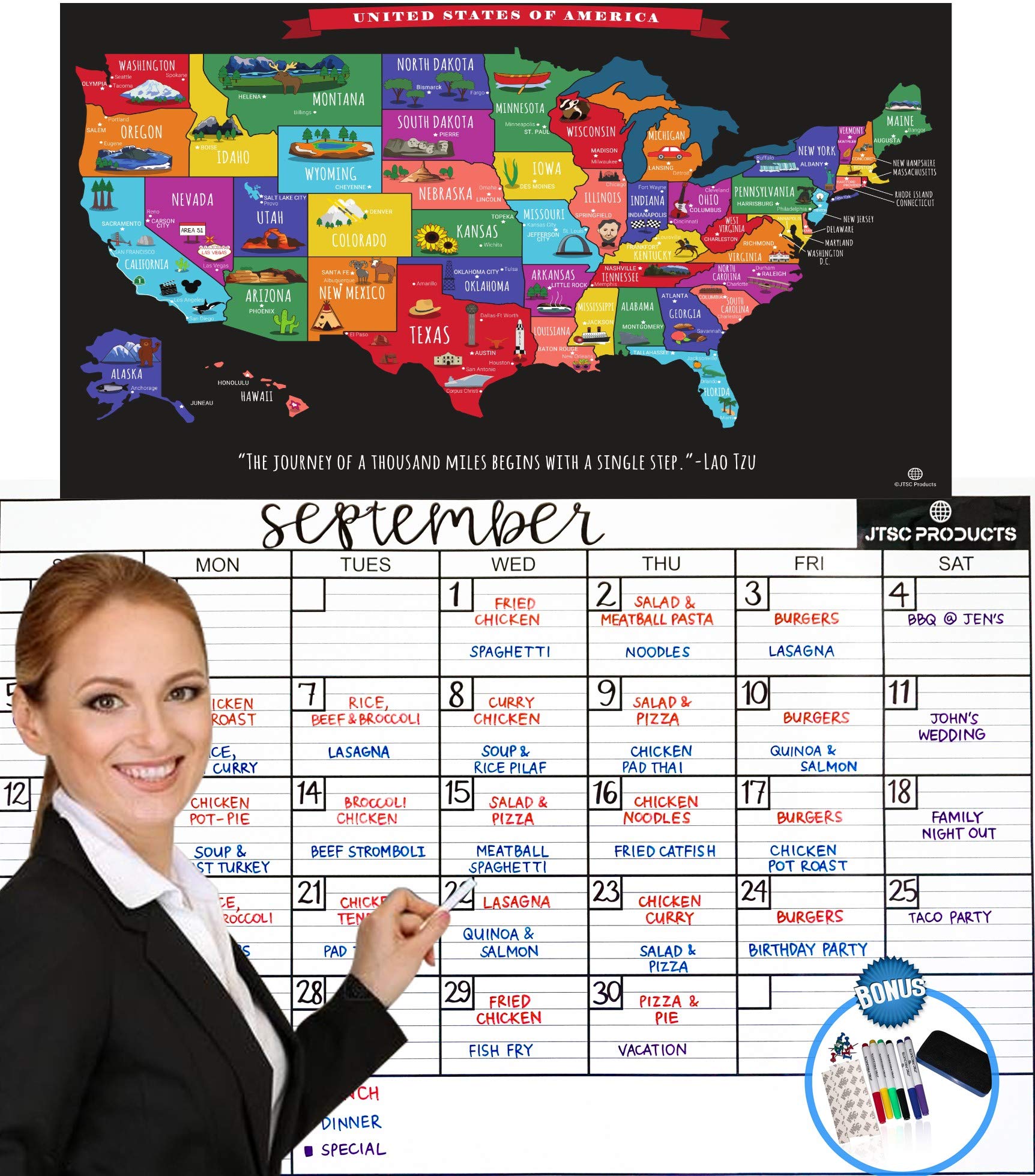 Buy Dry Erase Wall and Laminated USA by JTSCProducts Jumbo 24x36 in Monthly Planner and 17x24