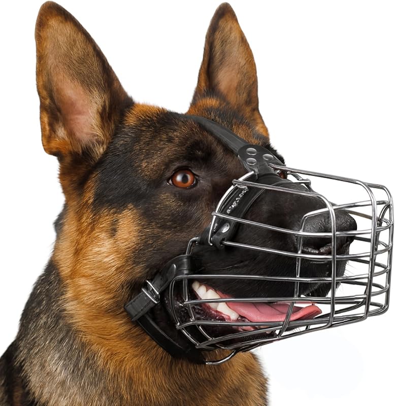 Bozal para perros con cesta de alambre para caniche, perros de tamaño mediano | La cesta de metal ajustable y duradera evita morder, masticar y ladrar; Bozal de alambre ideal para caniches y razas medianas similares.
