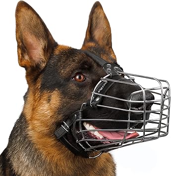 BRONZEDOG Wire Dog Muzzle الراعي الألماني للكلاب الكبيرة المتوسطة سلة معدنية متينة قابلة للتعديل لعض المضغ Barking L