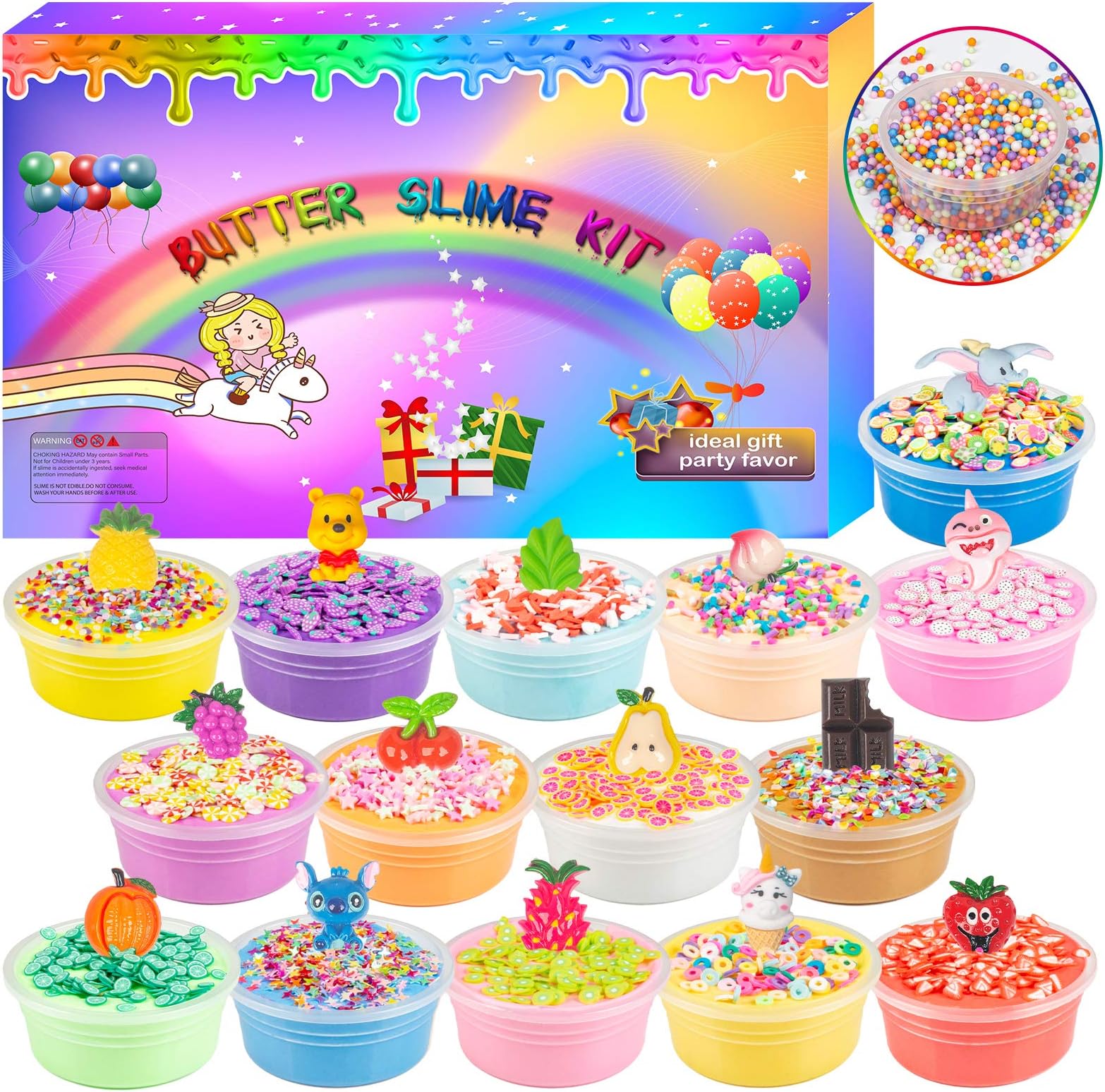 15 Pack Scented Butter Slime Kit-Super Soft and Non-Sticky, Party Favor for Kids Girls Boys, Kids Art Craft,12 Slime Charms,DIY Putty Sludge Toy