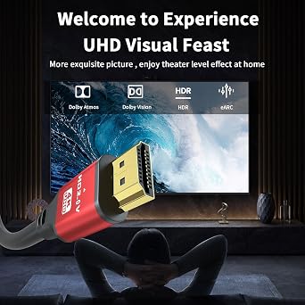 4K HDMI Cable 30m, High Speed HDMI 2.0 Cord 4K@60Hz 18Gbps, Ultra HD,Ethernet Audio Return,Video 4K,1080p,3D,Arc, HDR Compatible with Xbox,PS5/PS4,HDTV,Laptop ect(Red)