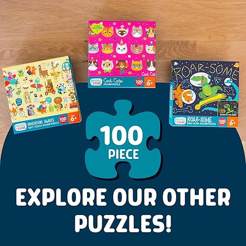 Miniatura 8 de Chuckle & Roar - Roar-Some Puzzle que brilla en la oscuridad para niños - Rompecabezas educativo de 100 piezas de dinosaurios espaciales - A partir