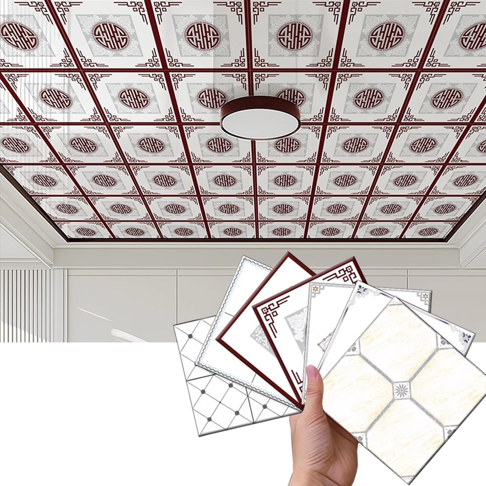 Panneaux de plafond adhésifs pour moderniser une cuisine sombre