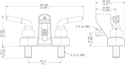Miniatura 3 de 3210BN RV/Motorhome Reemplazo No Metálico Dos Manijas Grifo de Ducha Desviador de Válvula de Grifo de Ducha Acabado de Níquel