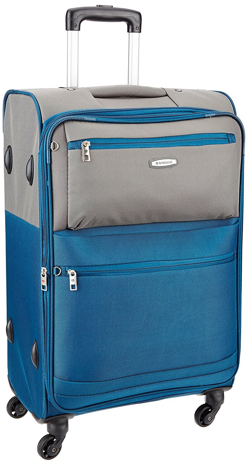 Aristocrat Blue Grey Light Weight Expandable 20 inch Trolley Suitcase