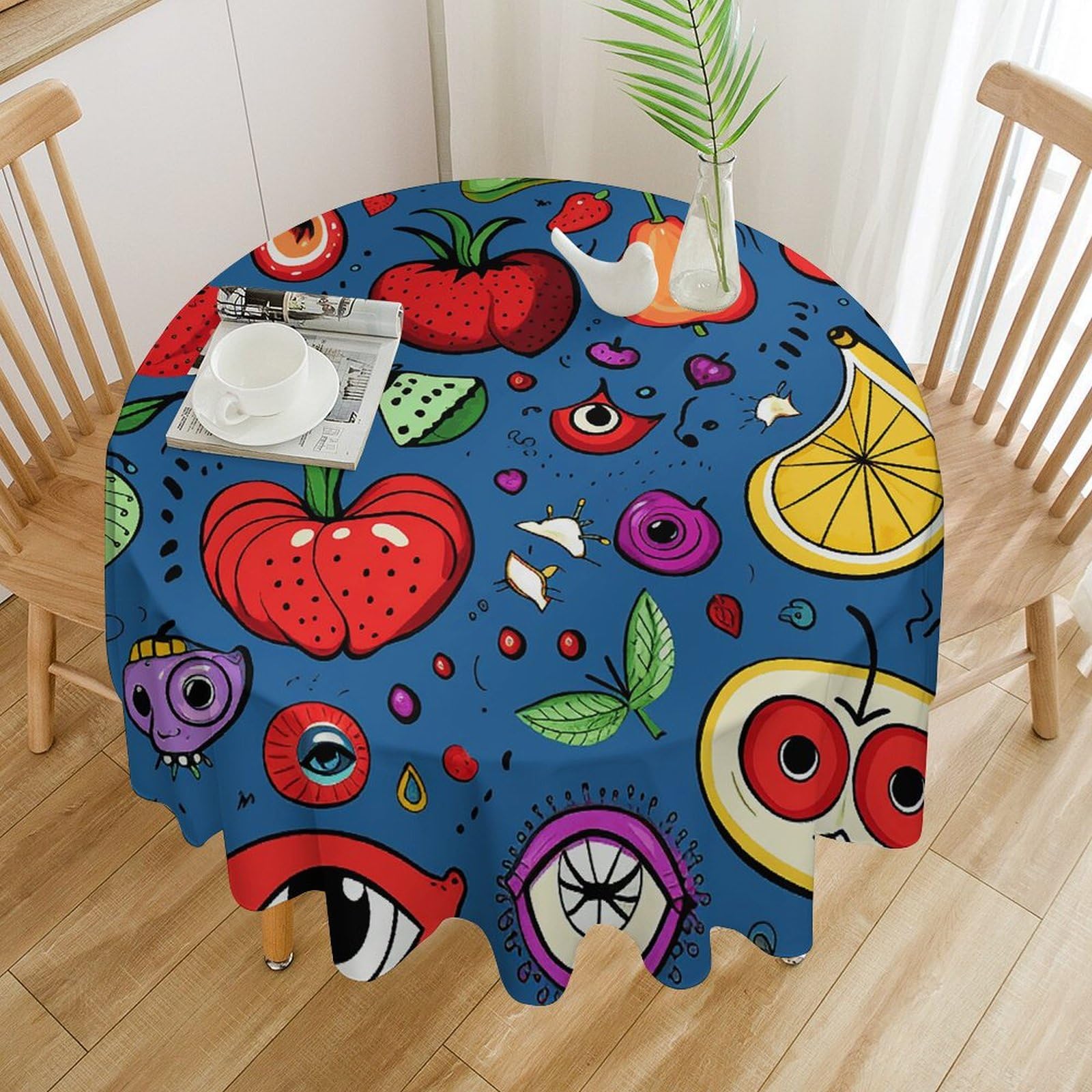Nappe ronde anti-tache et lavable motif yeux brillants