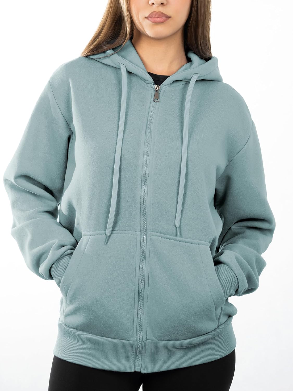 Oversized Zip Up Hoodie for Women, Soft Fleece Cotton Blend, Cozy Full Zip Sweatshirt - Image 2