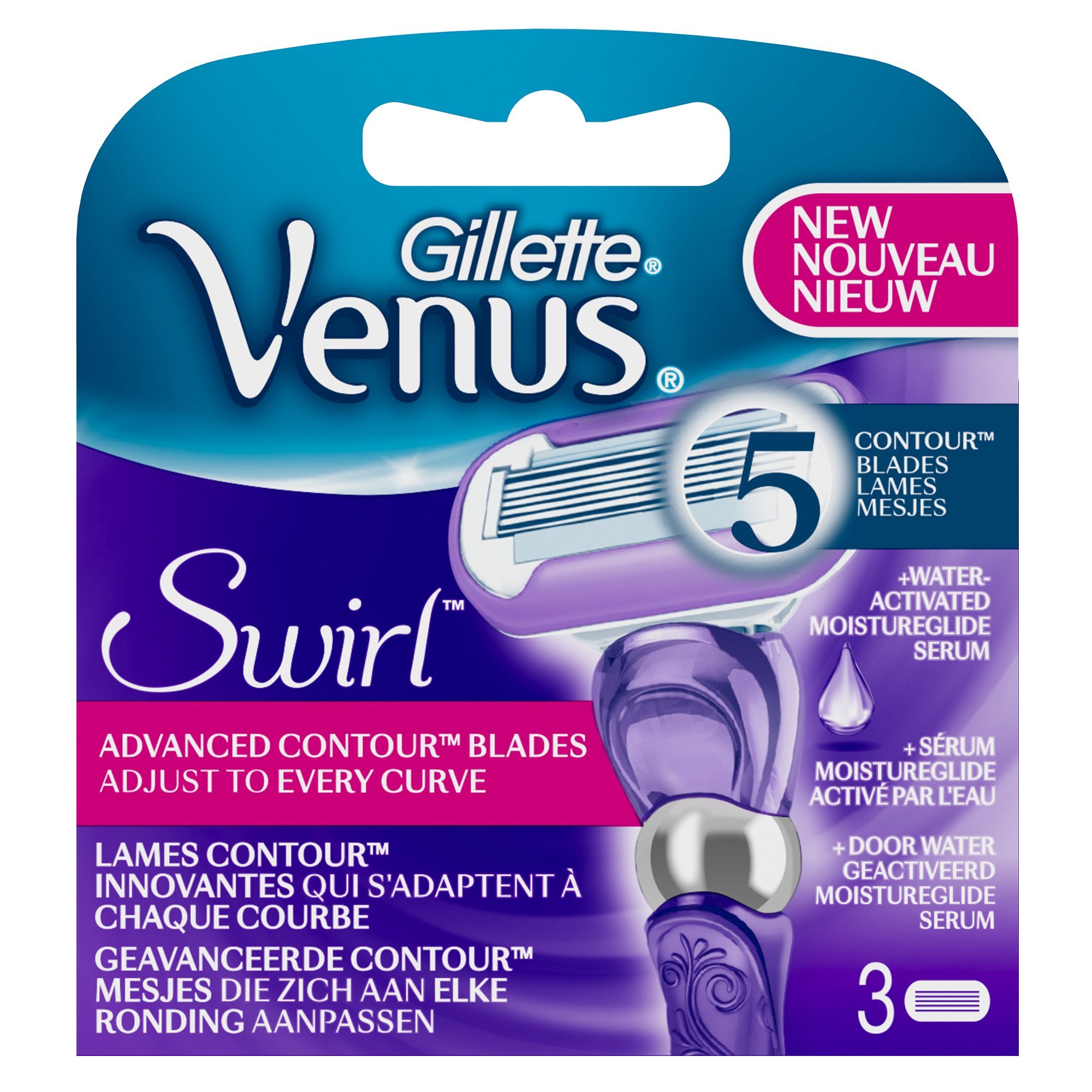 Gillette Venus Extra Smooth Swirl Rasoir Femme, 3 recharges