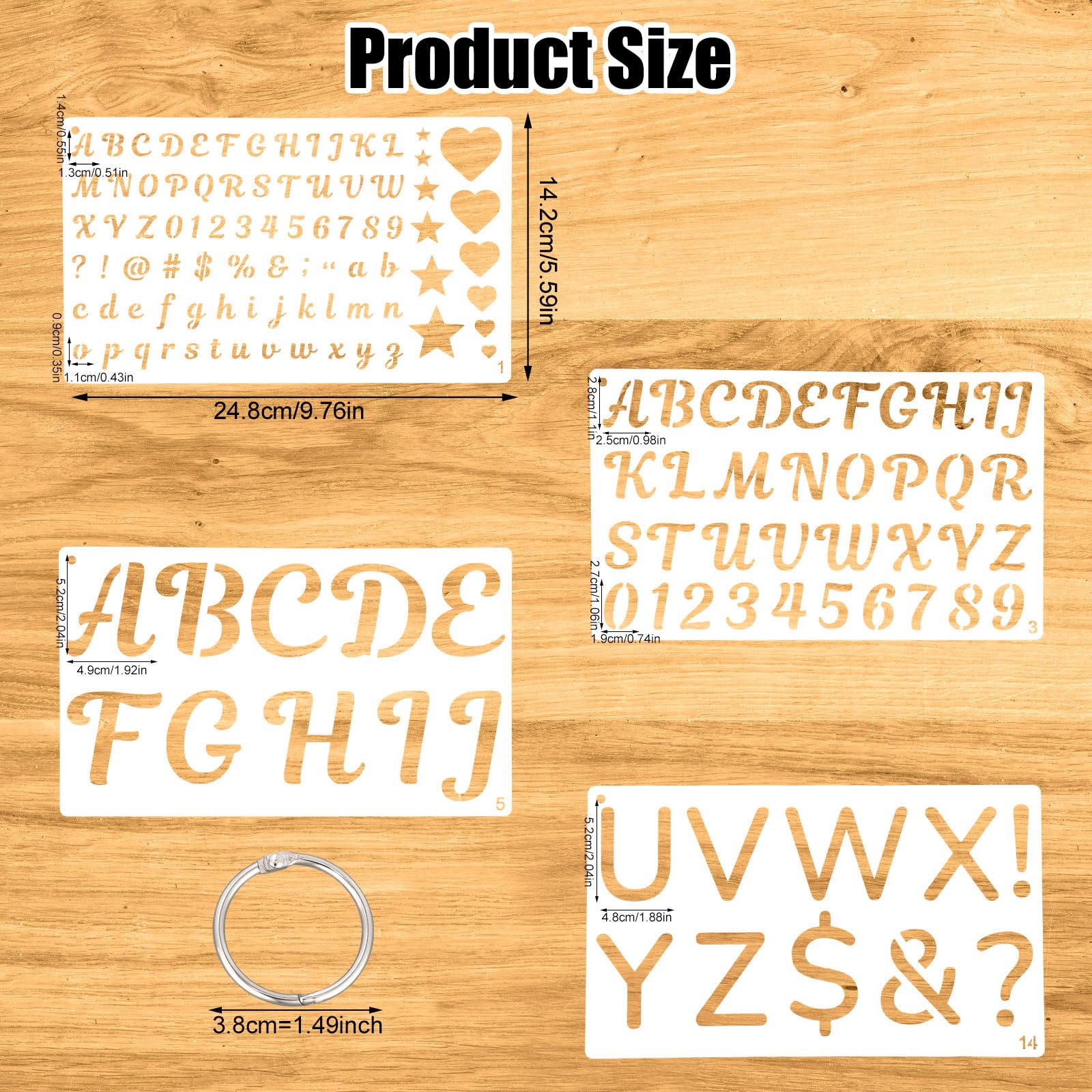 14pz Stencil di Lettere, 1/2 3/4 1 2 Pollici Stencil Riutilizzabili con Alfabeto e Numeri Pratici Materiali per la Pittura Adatti per Progetti Artistici e Fai da Te