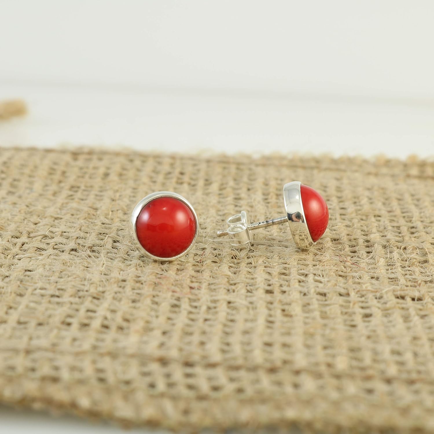 Sterling Silver 925 Round Gemstone Handmade Stud Earrings for Women & Men - Image 5