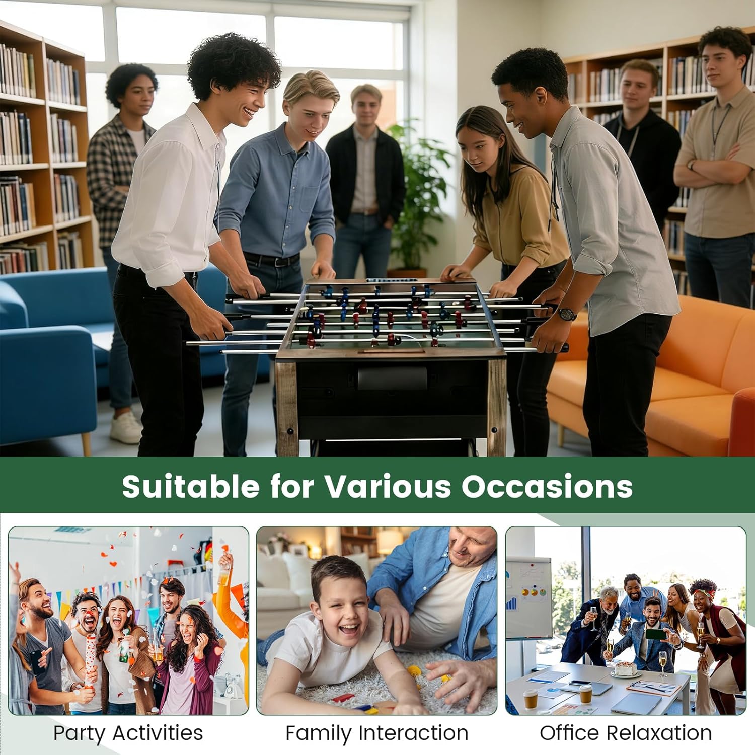 GYMAX Multi Game Table, 48 Inch Foosball & Billiards 2 in 1 Swivel Combo Game Table with 2 Balls, Space-Saving Design for Family Night, Game Room, Party