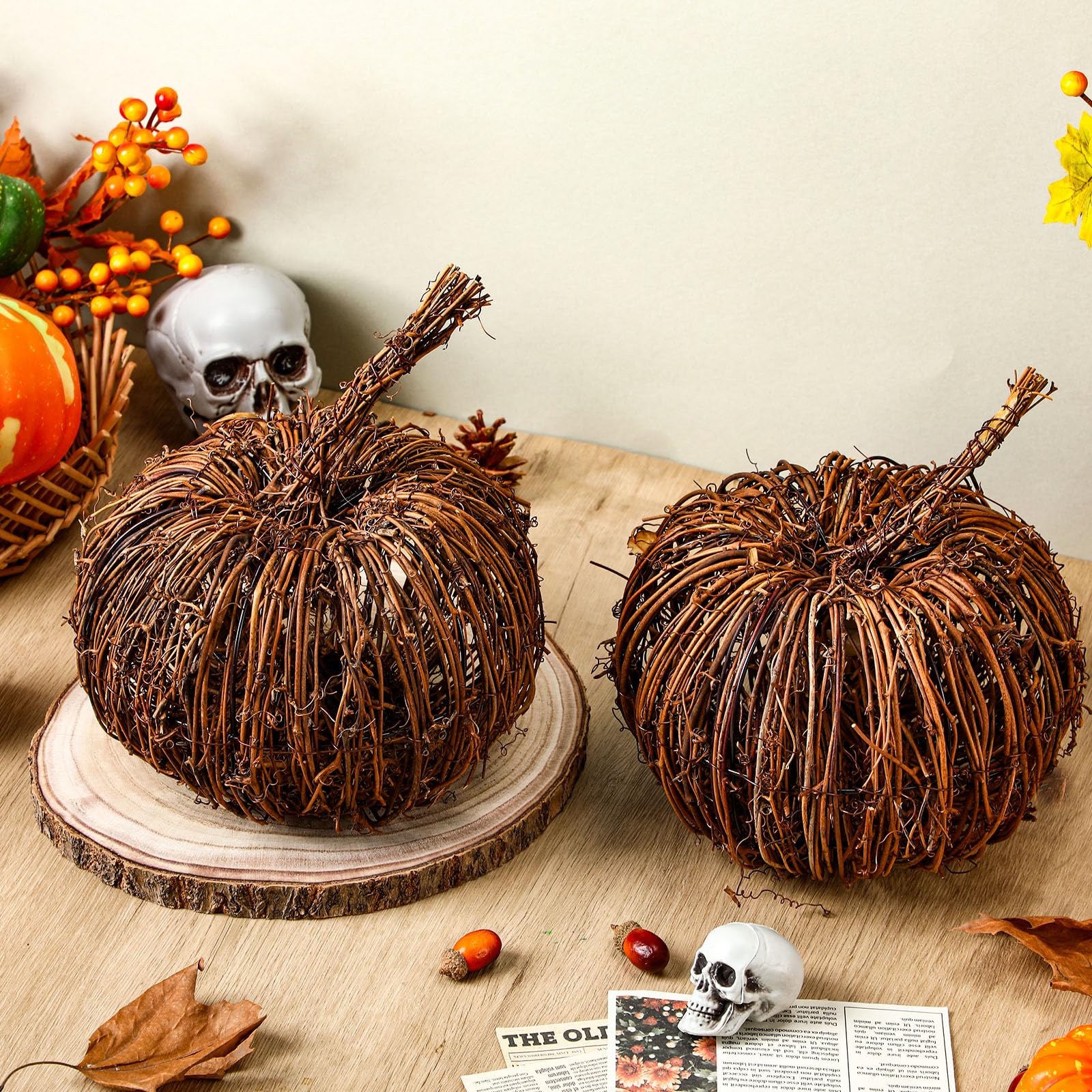 Citrouille en rotin Weysat x2 décoration de table automne