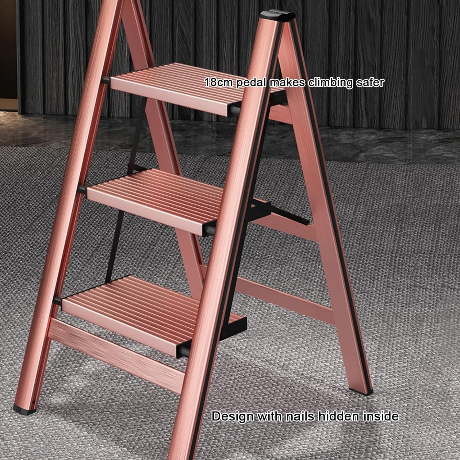 Folding Step Ladder Stool Aluminum Portable, Collapsible Small Stepping Stool Lightweight with Anti-Slip Pedal, Foldable Loft Ladder Compact, for Home Kitchen Office Garden Household (Color :