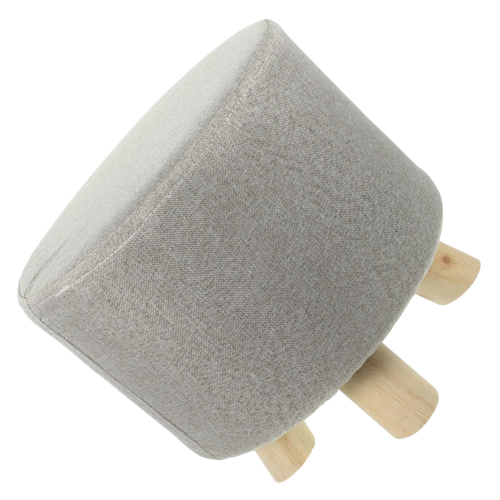 Repose-pieds rond en bois et tissu doux pour salon