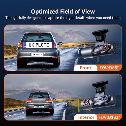 Miniatura 3 de NexiGo Cámara de tablero de 3 canales con cámara giratoria interiorfrontal, sensores Sony, delantera y trasera con cabina, 4K2K-1440P+1080P+1080P,