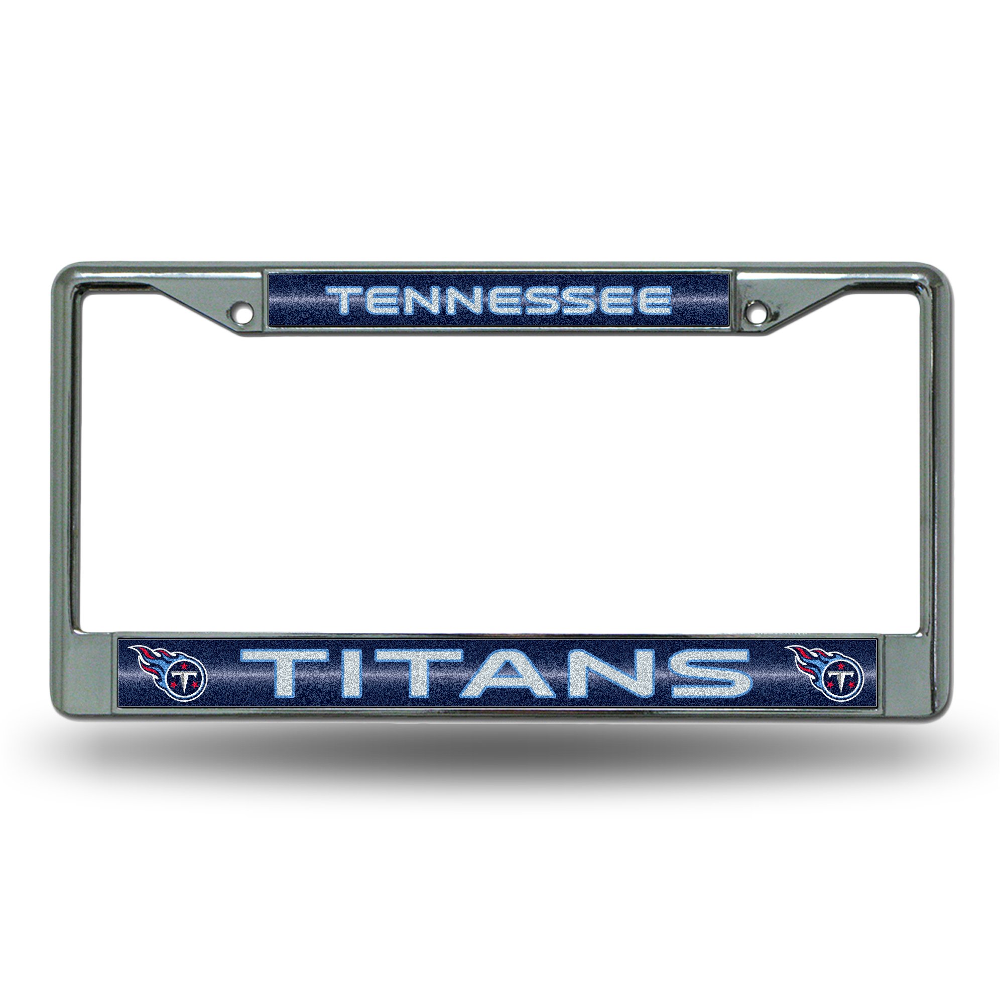 Rico Industries NFL Bling Chrome License Plate Frame with Glitter Accent, Tennessee Titans