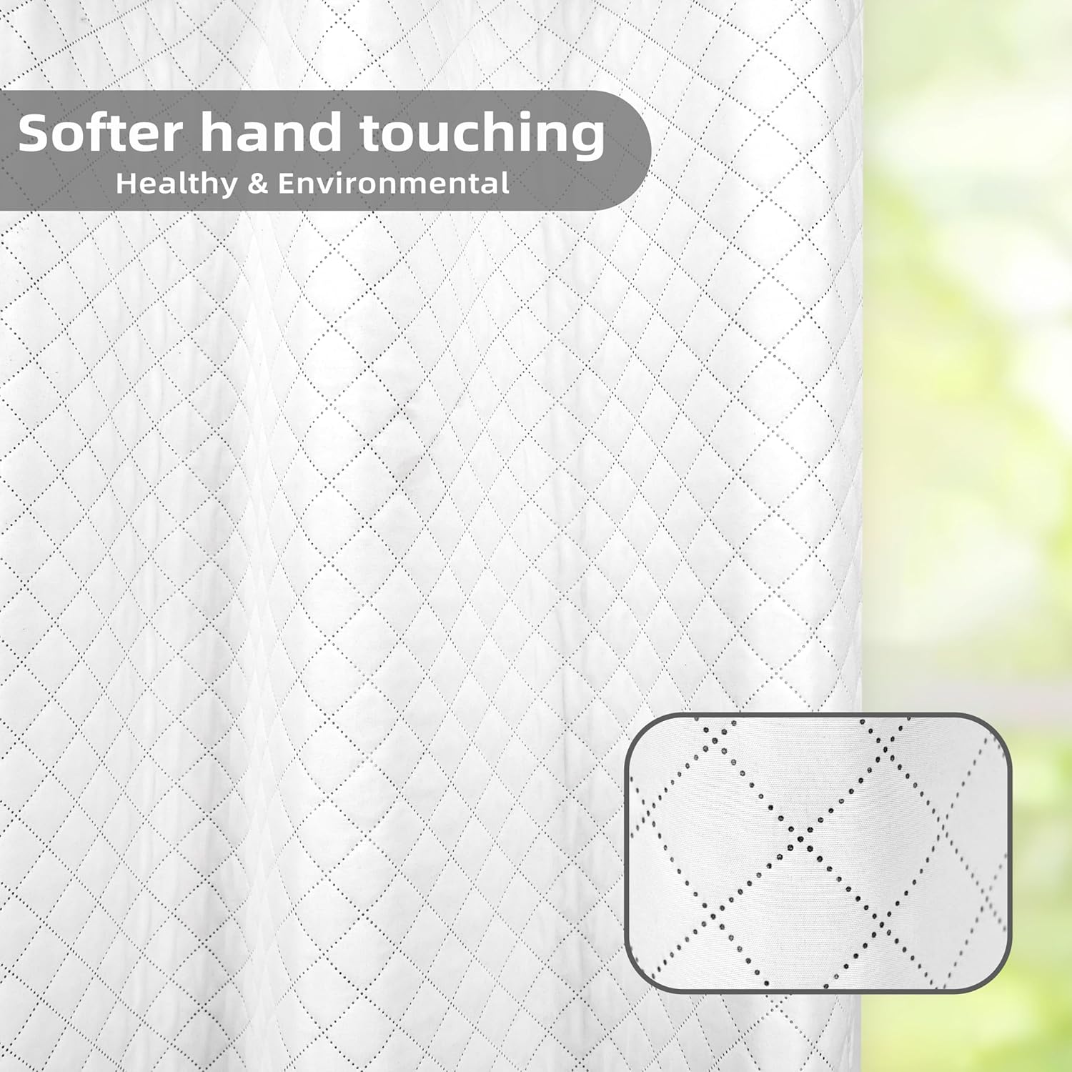 DriftAway Soundproof Thermal Insulated Quilted Curtain Liners for Bedroom Sound Barrier Blackout Cold Heat Noise Reducing Energy Saving 50 Inches by 58 Inches Grayish White One Panel