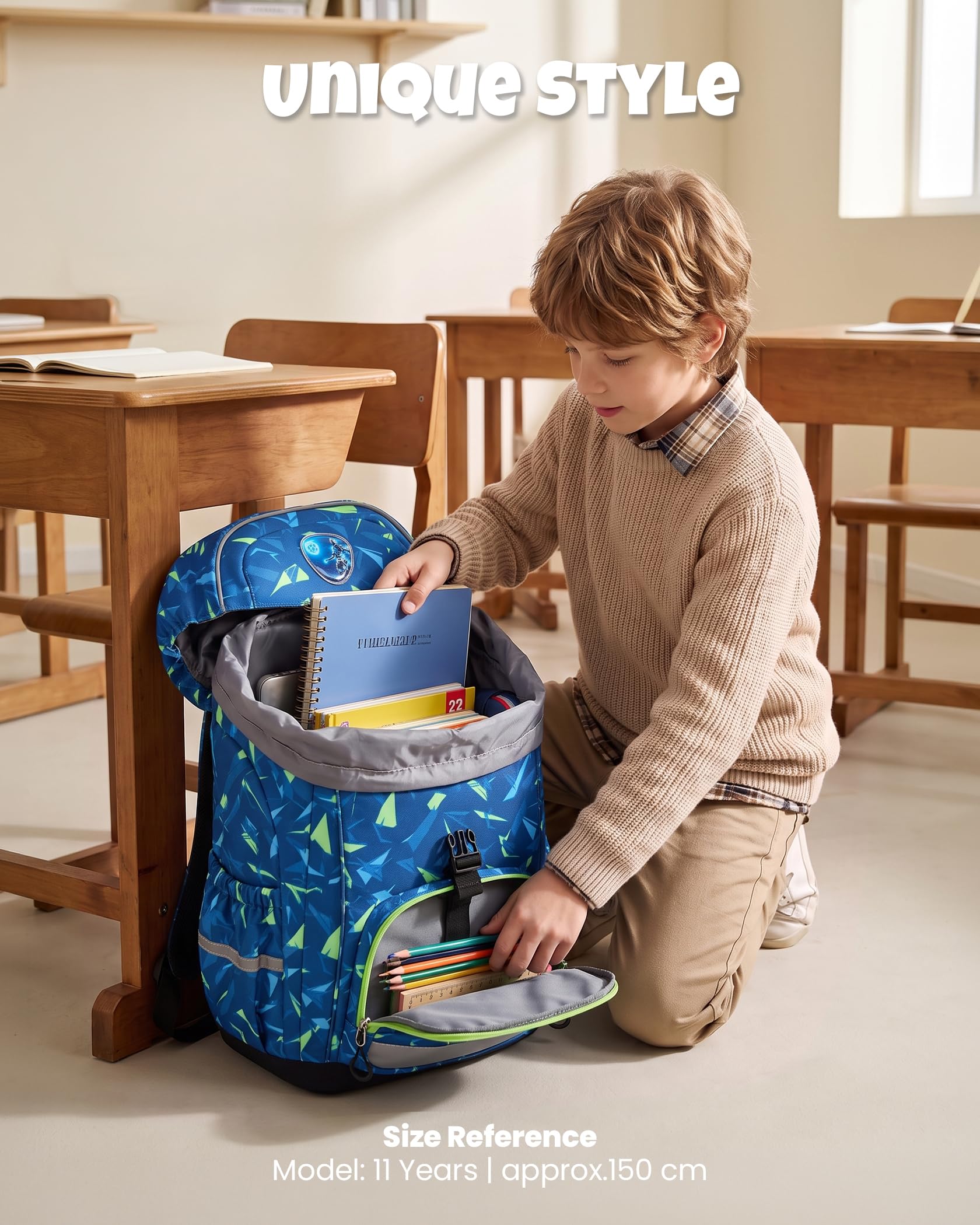 Amythe Ergo Mochila Niño para 1.º - 5.º Primaria, Correas Desmontables