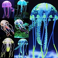 Uniclife 6 Pack Glowing Jellyfish Aquarium Ornaments - Silicone Fish Tank Decor, Float Freely & Glow Under Actinic Lights