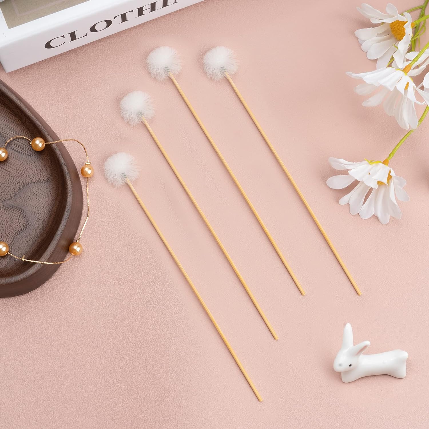 TXIN 12 Pieces Goose Feather Ear Pick, Bamboo Handle Ear Wax Remover, Ear Picker Cleaner, Ear Curette Cleaning Stick, Wood Earwax Removal Tool for Adult Men Women Ear Care Supplies