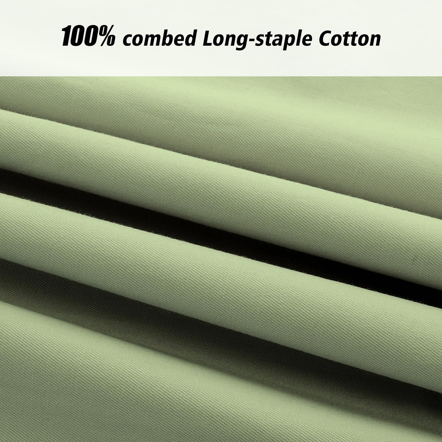 Lirex 2 Pack Pillow Cases,100% Cotton Breathable Pillowcases,20"X 36" King Standard Size,Green - Image 5