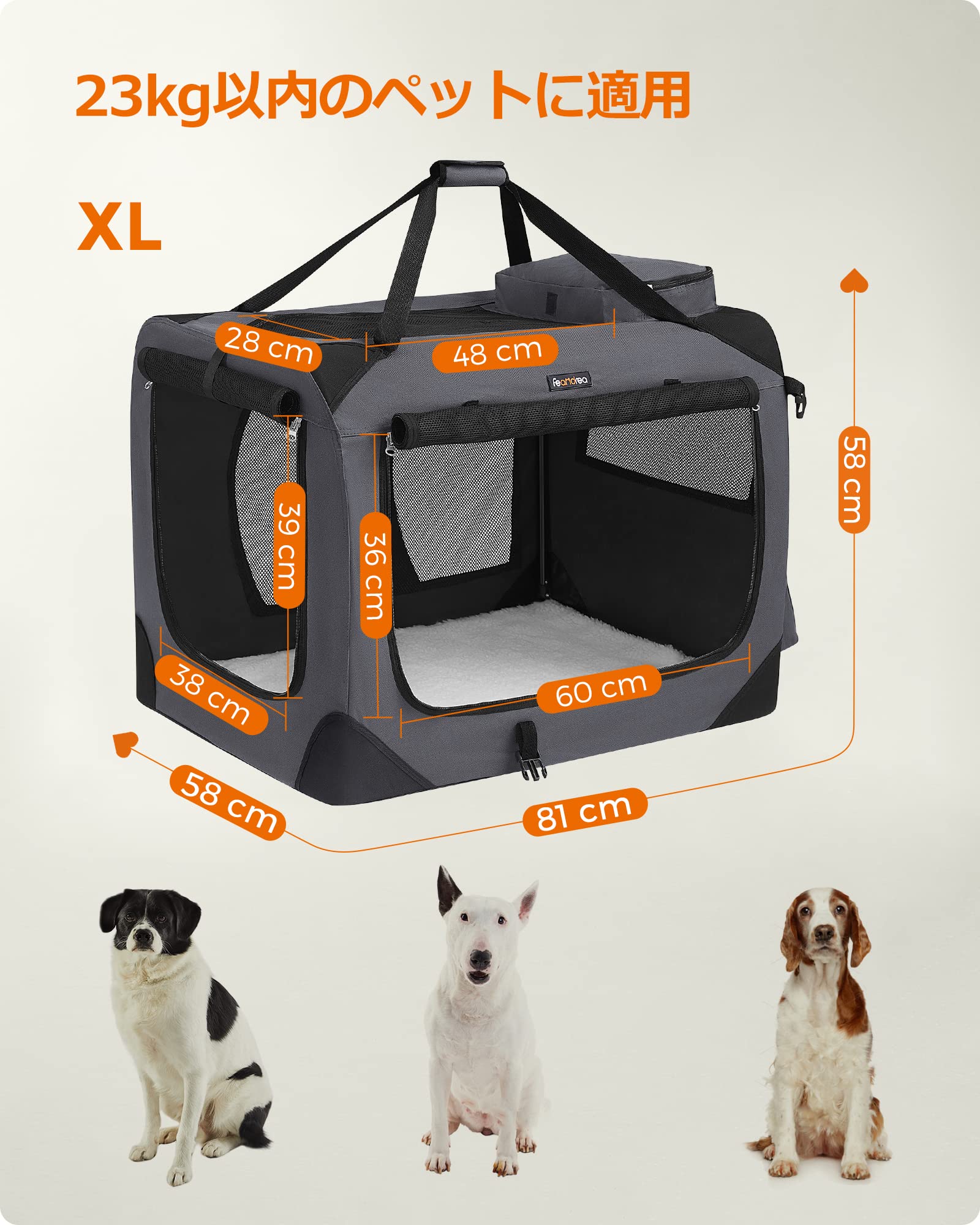 Amazon.co.jp: FEANDREA キャリーバッグ 中大型犬 ペットキャリー 変形
