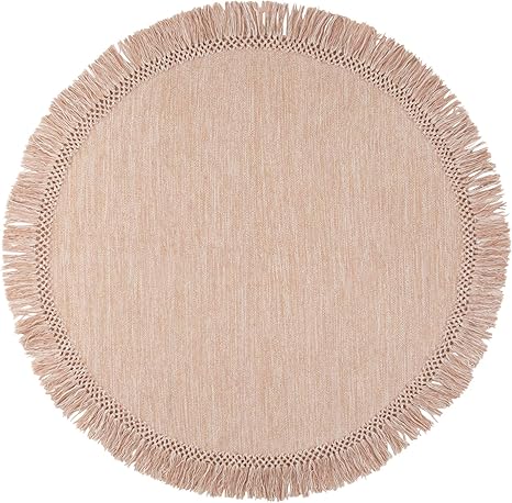 Amazon フランフラン Francfranc ルリリア ラグ ピンク F130cm 直径130cm 薄手 ラメ糸 フリンジ コットン ラグ カーペット オンライン通販