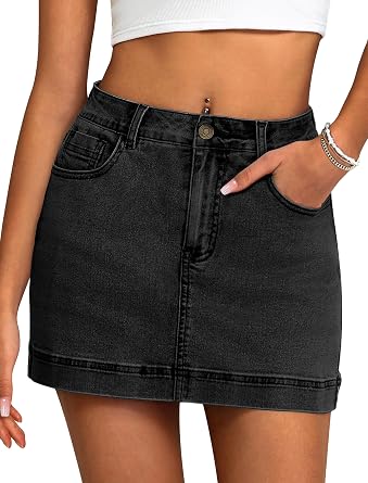 IWD Jean Skorts for Woman 2026 Trendy High Waisted Denim Mini Skirt | Button-Zip Fly, Stretchy Denim Shorts Skort, Y2k Style, Classic Five-Pocket, Country Concert Outfits