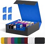 UAONO Trading Card Storage Box, Holds 1800+ Sleeved Cards with 10 Dividers & 3 Stoppers, Card Organizer for TCG/Magic/Mtg storage and Collection, 3-Row Black&Gray