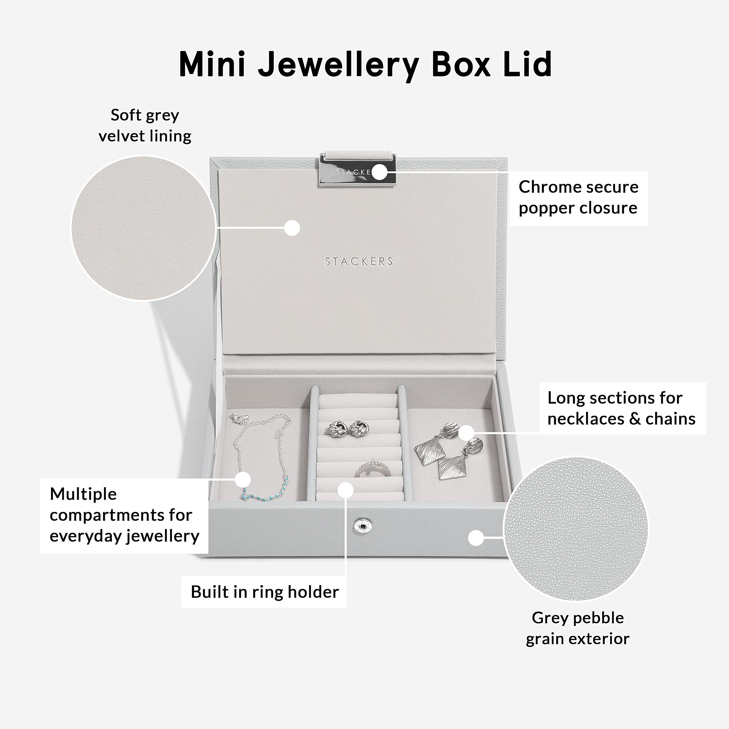 Stackers Pebble Grey Travel Sieraden & Horloge Doos